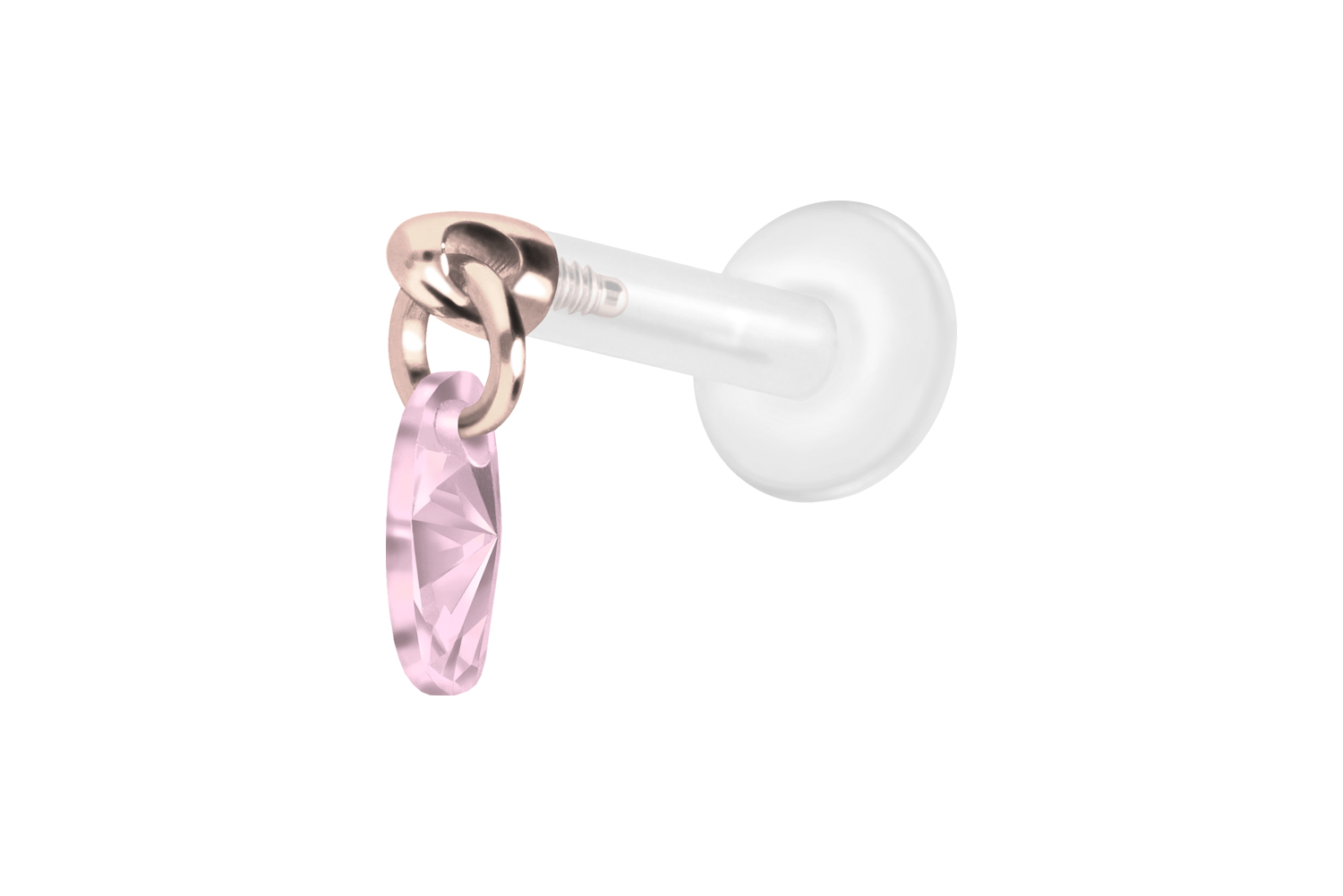 PTFE Labret Piercing mit Innengewinde + Titan-Aufsatz KRISTALLOVAL